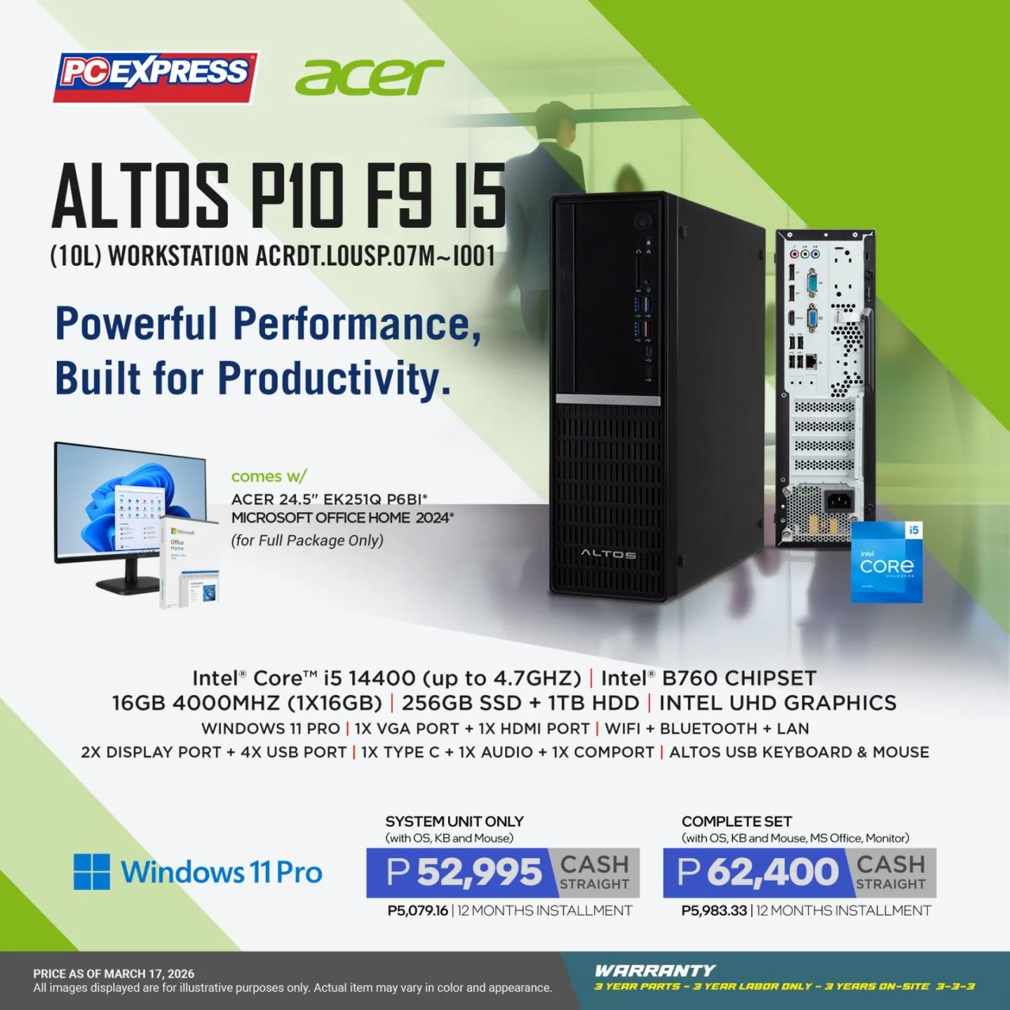 ACER Altos P10 F9 i5 (10L) (ACRDT.L0USP.07M~I001) Workstation Desktop