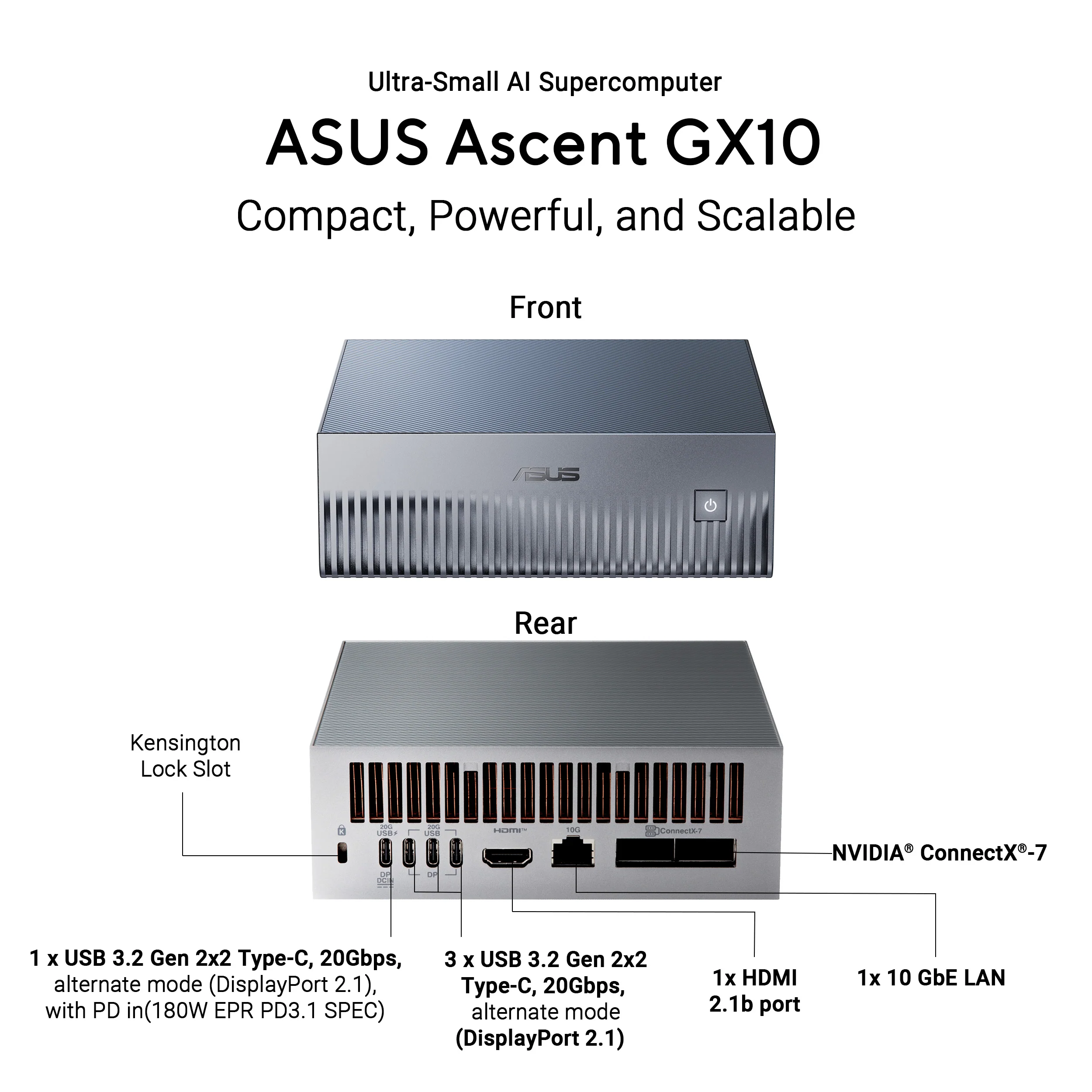ASUS Ascent GX10 (4TB) Compact Desktop AI Supercomputer