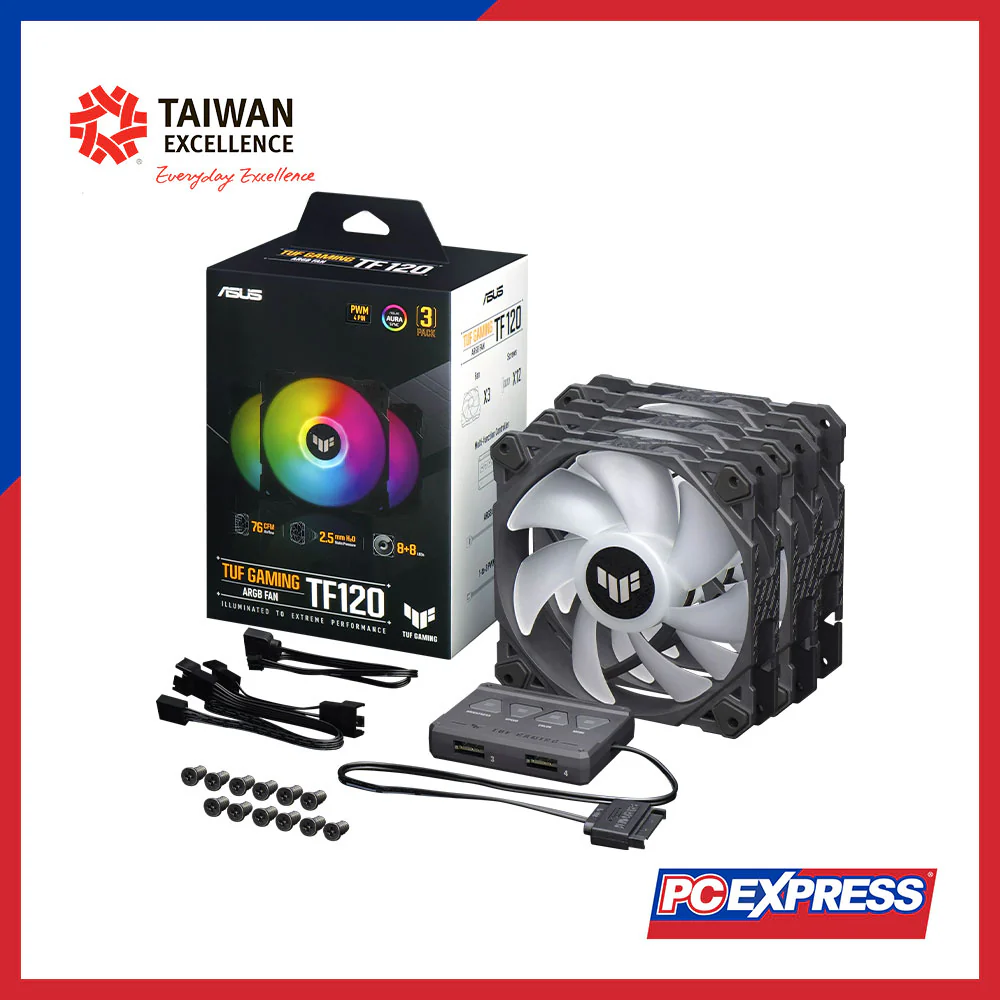 ASUS TUF Gaming TF120 ARGB Fan - Triple Fan Kit with ARGB Controller - Image 6