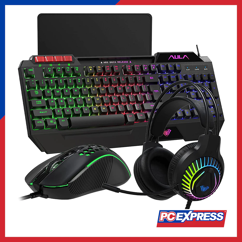 AULA Wind T650 4IN1 Wired (Keyboard + Mouse + Headset + Mouse Pad Set) Combo - Black