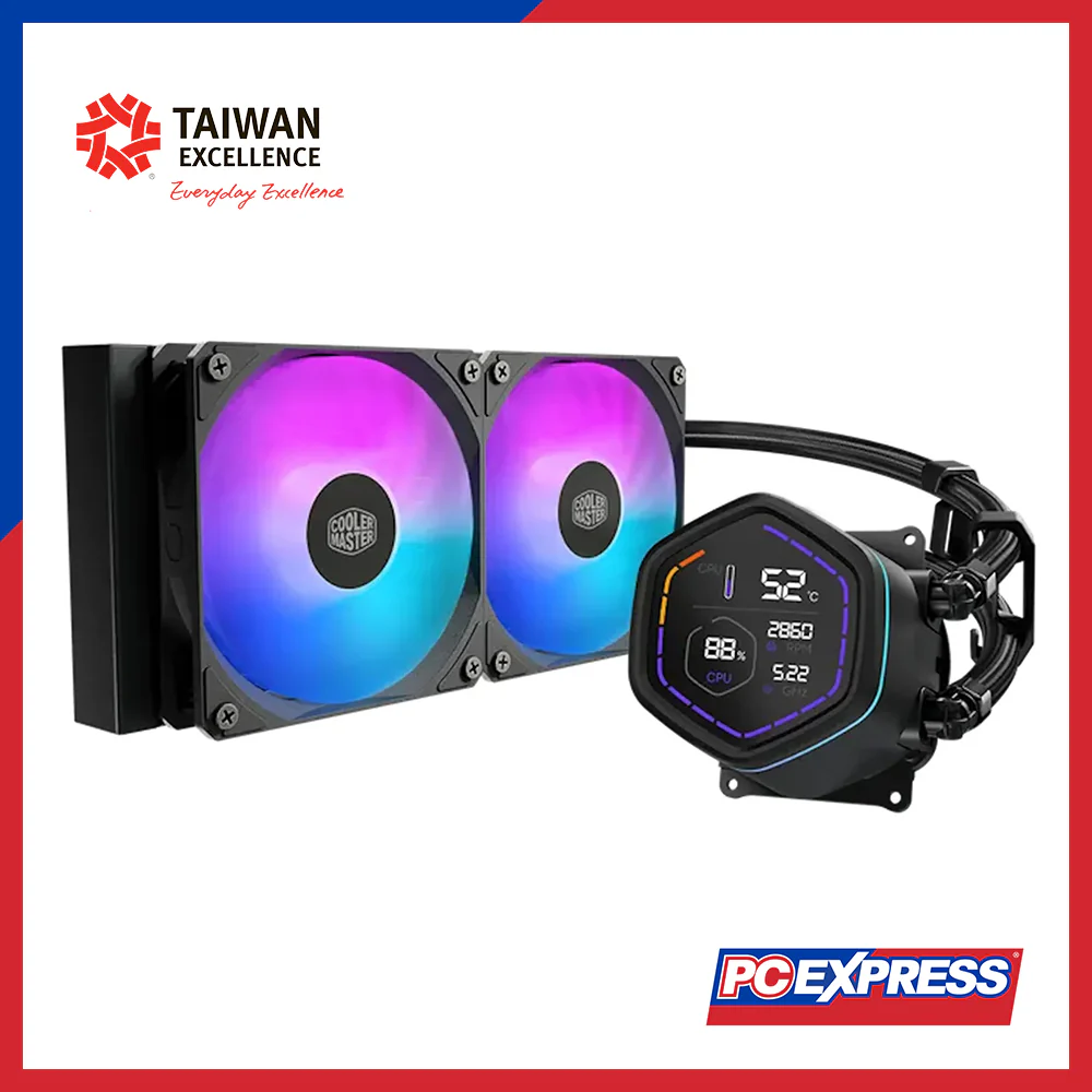 COOLER MASTER Master Liquid Core Nex Digital 240 (MLX-D24M-A18PA-RD) ARGB Liquid CPU Cooler Fan - Black