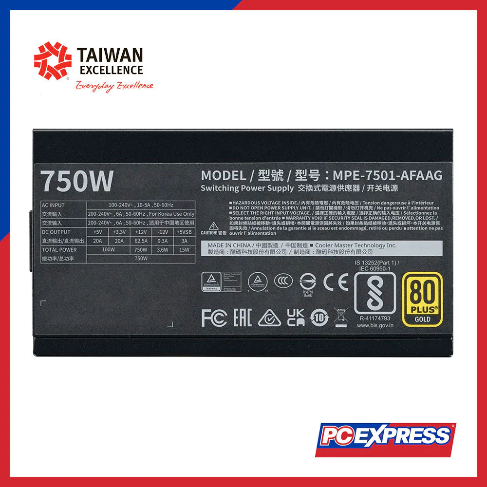 COOLER MASTER MWE V2 750W 80+ GOLD ATX 3.1 Fully Modular Power Supply - Image 3