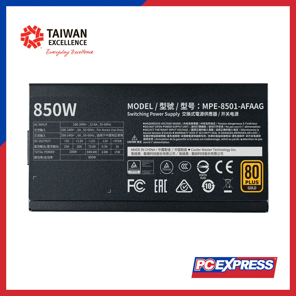 COOLER MASTER MWE V2 850W 80+ GOLD ATX 3.1 Fully Modular Power Supply - Image 8