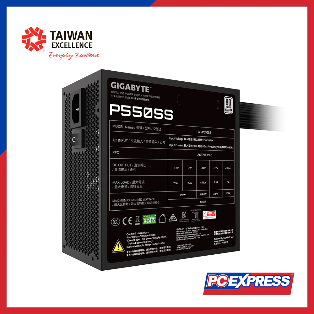 GIGABYTE 550W P550S 80+ Silver Non Modular Power Supply - Image 6