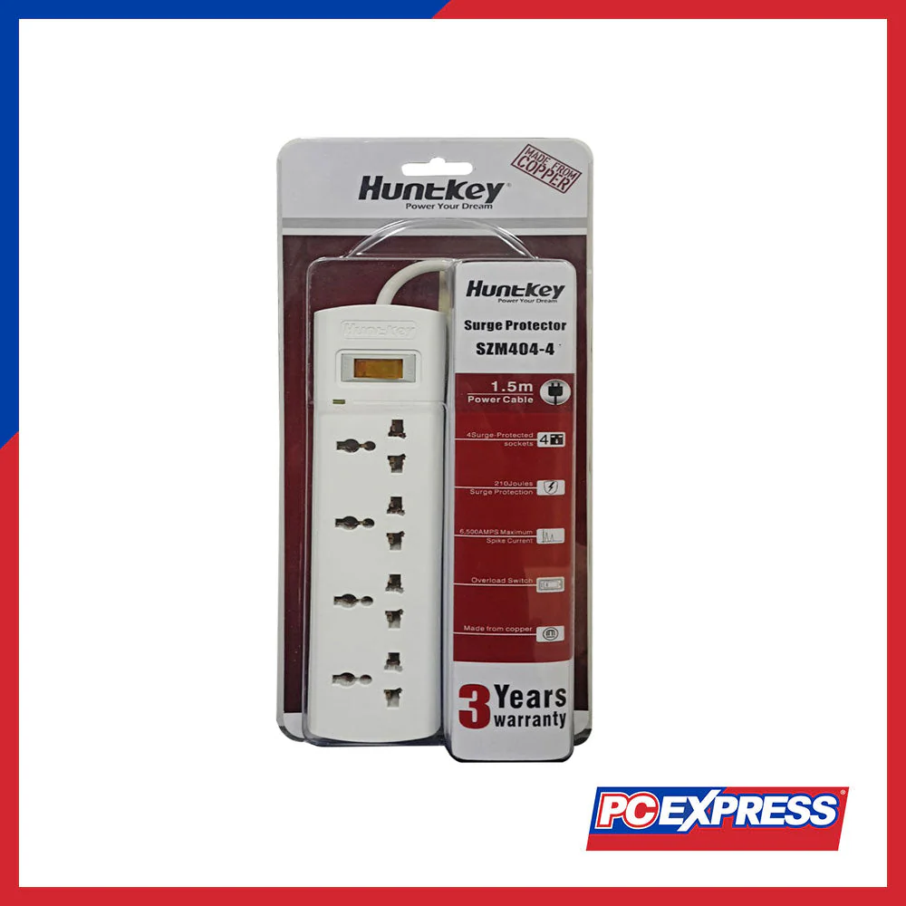 HUNTKEY SZM404-4 4-Socket Surge Protect Power Strip - Image 5