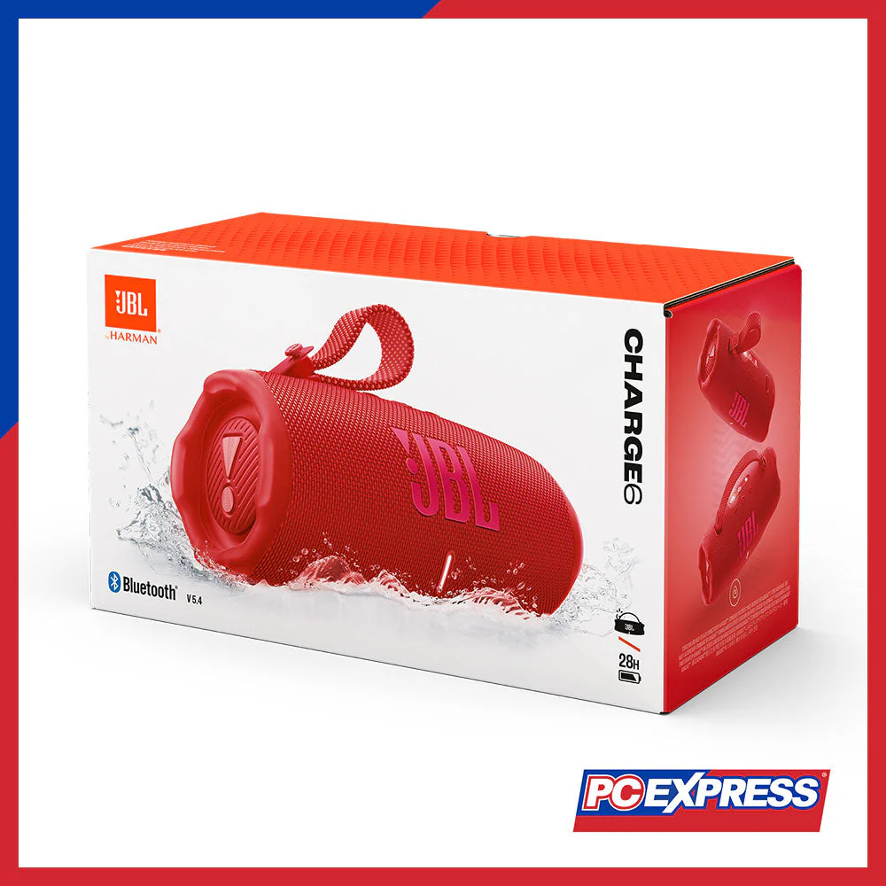 JBL Charge 6 Portable Waterproof and Drop-Proof Bluetooth Speaker - Red - Image 7