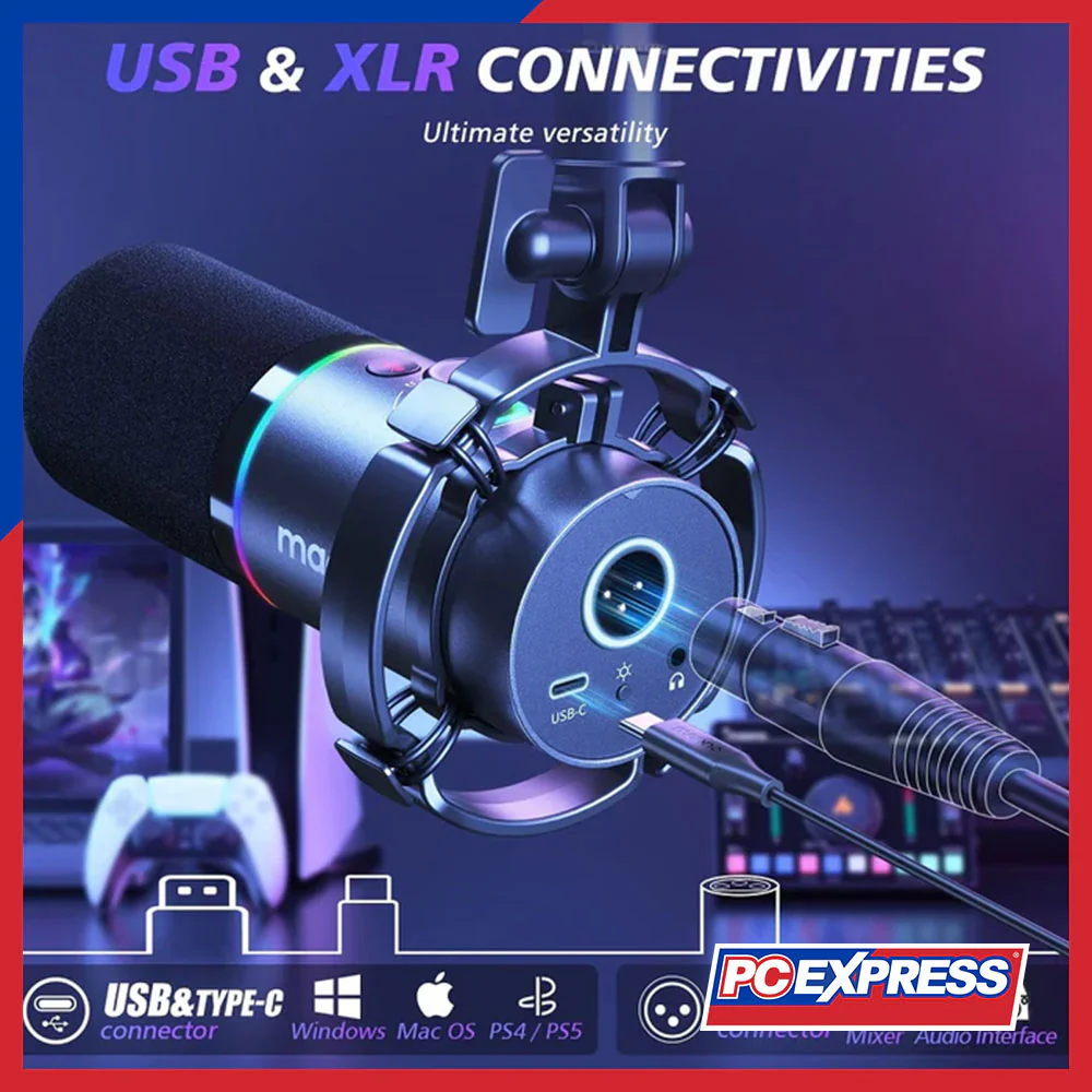 MAONO PD200XS USB/XLR Dynamic Microphone Set with Boom Arm (Black) - Image 3