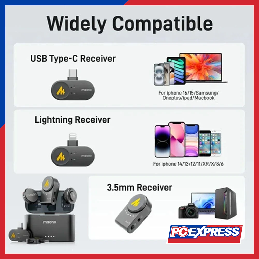 MAONO Wave T5 WM650 PA3 Wireless Microphone Combo Version For Camera / Lightning / Type-C - Black - Image 4