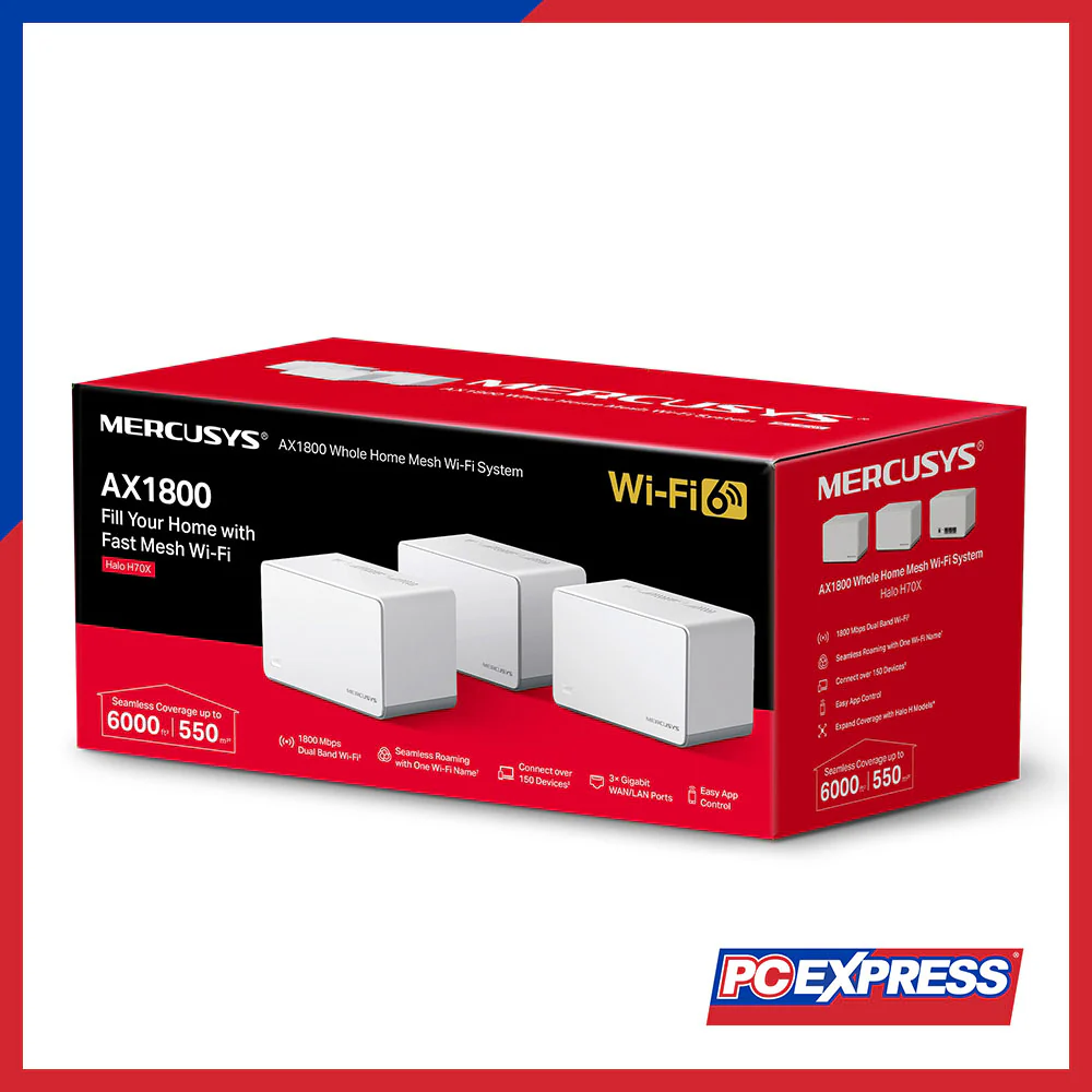 MERCUSYS HALO H70X (3-Pack) AX1800 Whole Home Mesh Wi-Fi 6 System - Image 4