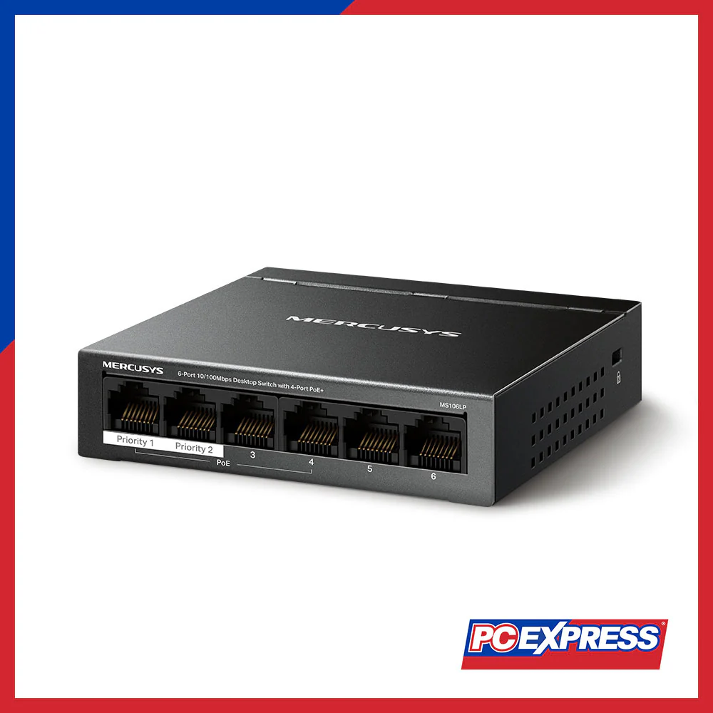 MERCUSYS MS106LP 6-Port 10/100Mbps Desktop Switch with 4-Port PoE+ - Image 2