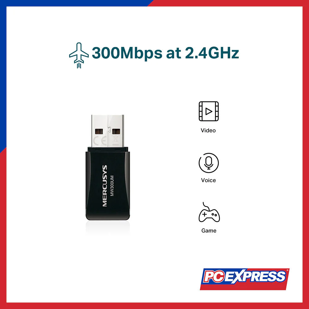 MERCUSYS MW300UM N300 Wireless Mini USB Adapter - Image 2