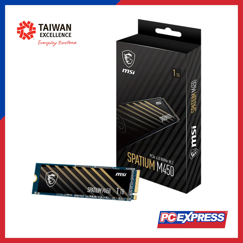 MSI 1TB SPATIUM M450 PCIe 4.0 NVMe Gen3 X4 M.2 2280 Solid State Drive