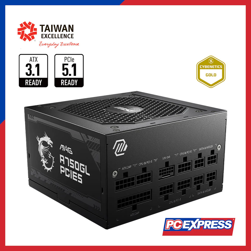 MSI 750W MAG A750GL ATX 3.1 80+ Gold Fully Modular Power Supply - Image 9