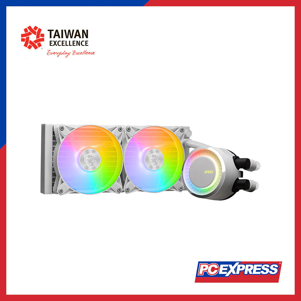 MSI MAG CORELIQUID E240 ARGB AIO CPU Liquid Cooler Fan (White) - Image 2