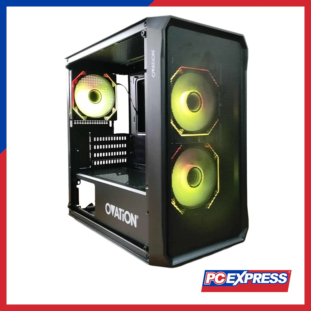 OVATION Hypergate Mesh 3.1 RGB Micro-ATX Gaming PC Case - Black - Image 3