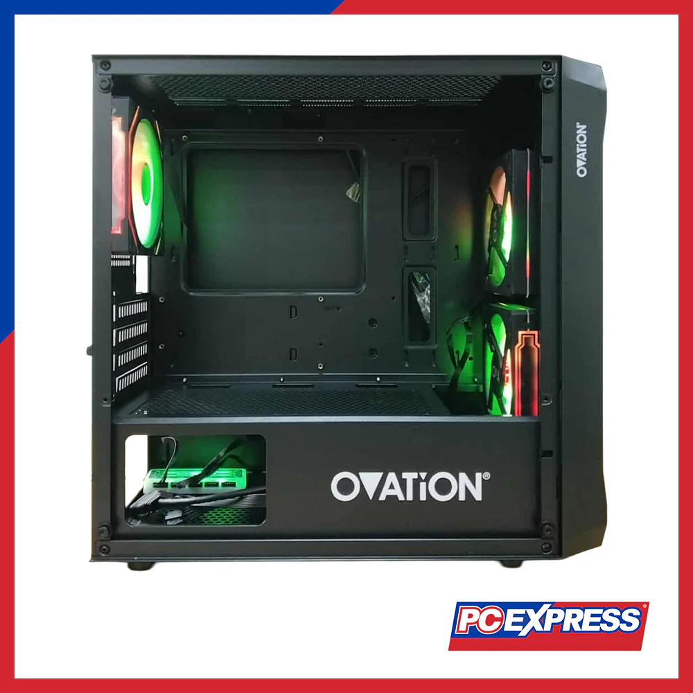 OVATION Hypergate Mesh 3.1 RGB Micro-ATX Gaming PC Case - Black - Image 4
