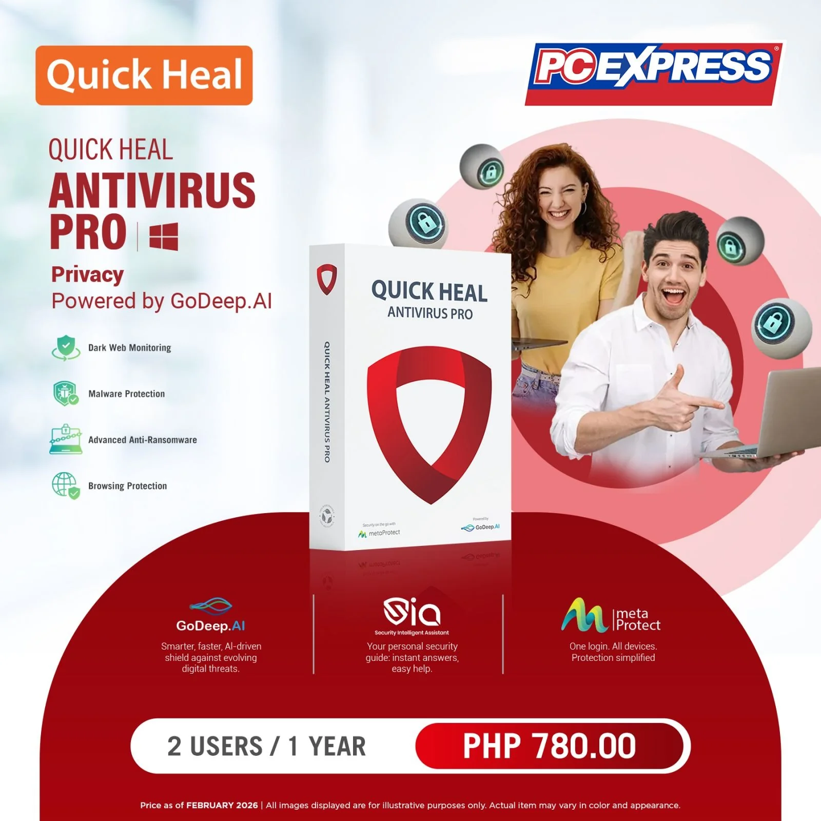 QUICK HEAL Anti-Virus Pro - 2 USERS/1 YEAR