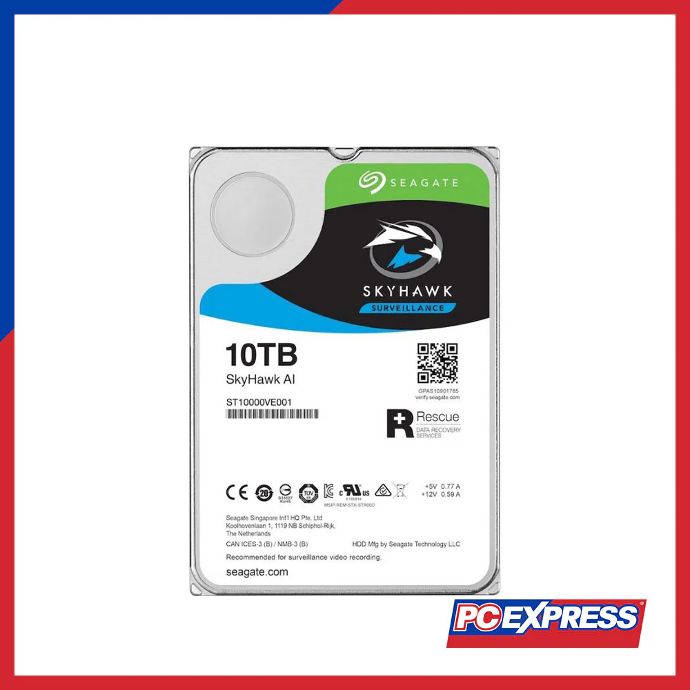SEAGATE 10TB SATA SkyHawk AI (ST10000VE001) Surveillance Hard Drive - Image 2