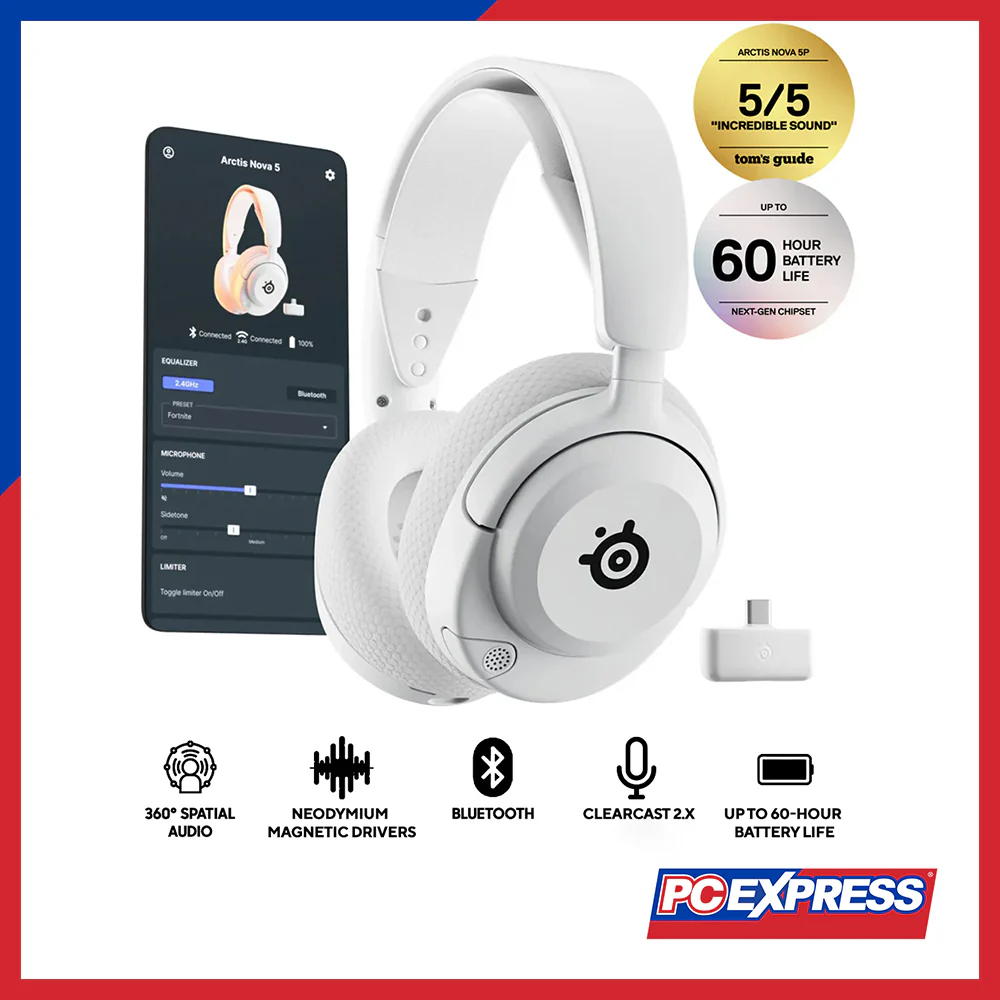 STEELSERIES Arctis Nova 5 Wireless Gaming Headset - White (61671) - Image 5
