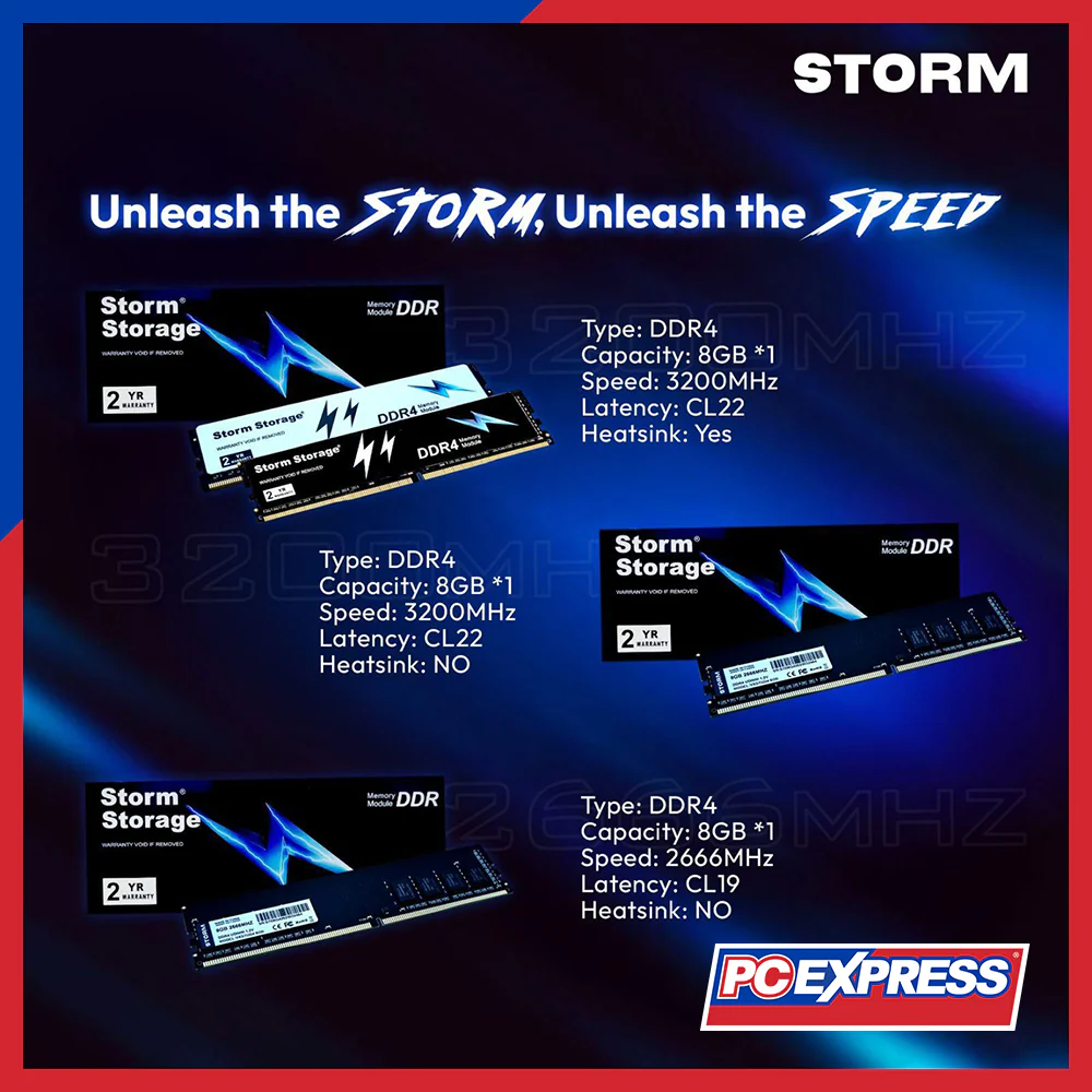 STORM 8GB DDR4 3200MHz with Heat Sink (VXSTUBGHD4/VSSTBGHUD4) Desktop Memory