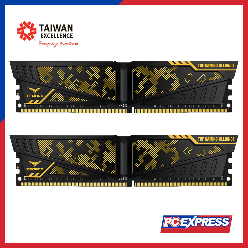 TEAMGROUP 16GB (2x 8GB) DDR4 3600MHZ VULCAN TUF Gaming Alliance Desktop Memory - Yellow