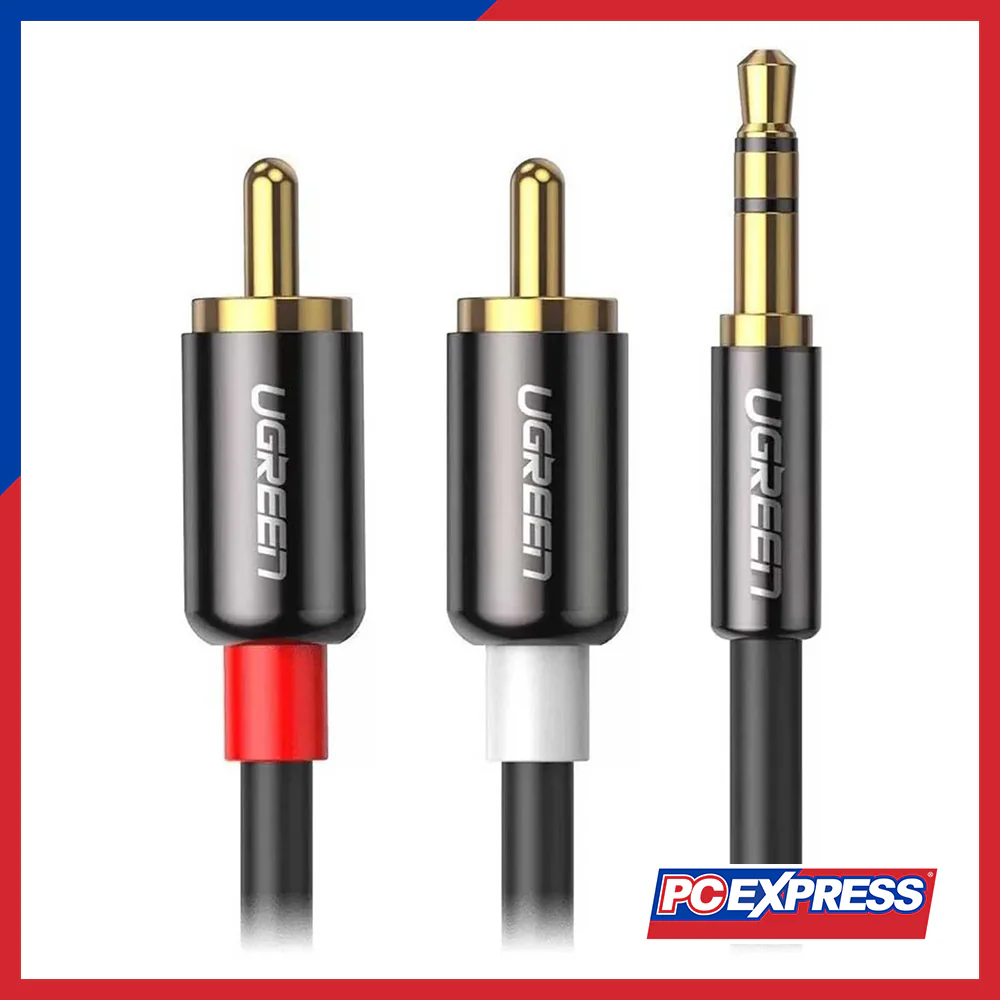 UGREEN 3.5mm Male To 2 RCA Male Cable 1.5m (AV116/10583) - Black