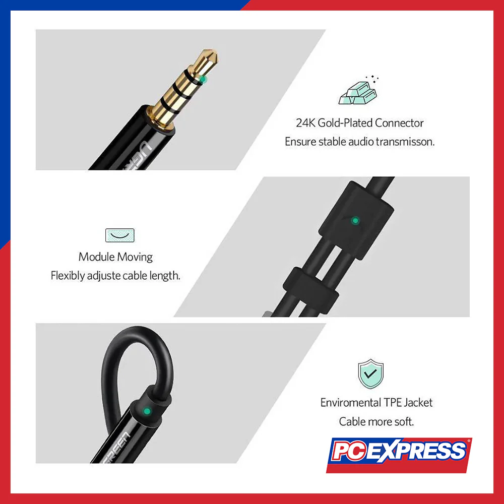UGREEN AV141/30620 3.5MM Male To 2 Female Audio Cables - Black - Image 2