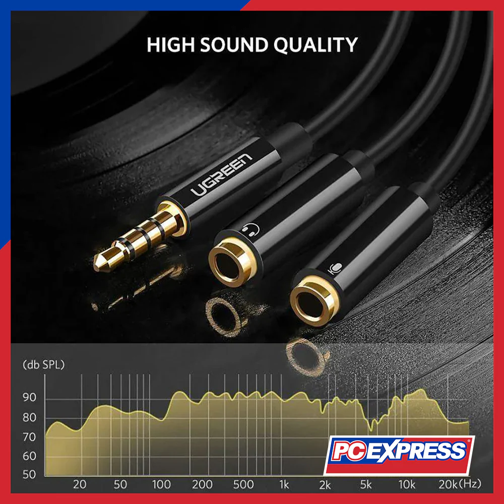 UGREEN AV141/30620 3.5MM Male To 2 Female Audio Cables - Black - Image 3