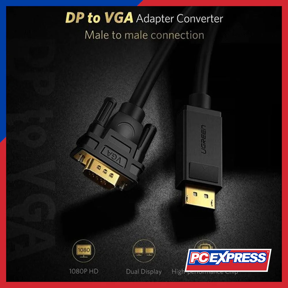 UGREEN DP105/10247 Male To VGA Male Cable 1.5M - Black - Image 3