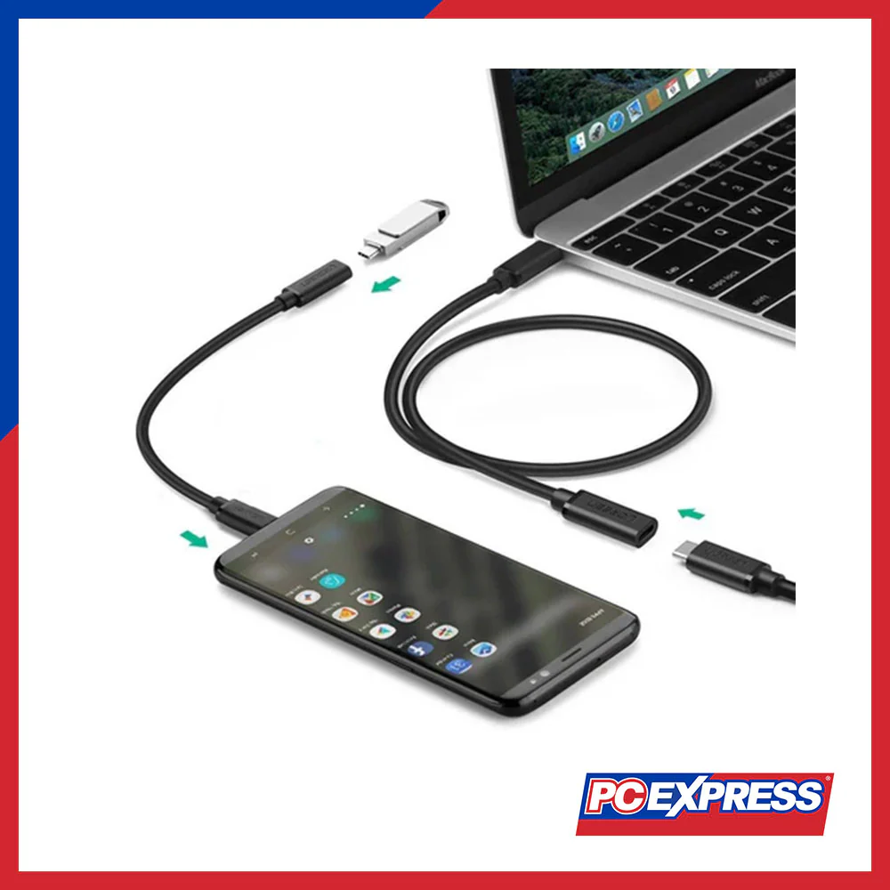 UGREEN (ED008/40574) USB-C 3.1 Male to Female Extension Cable - 0.5m (Black) - Image 3
