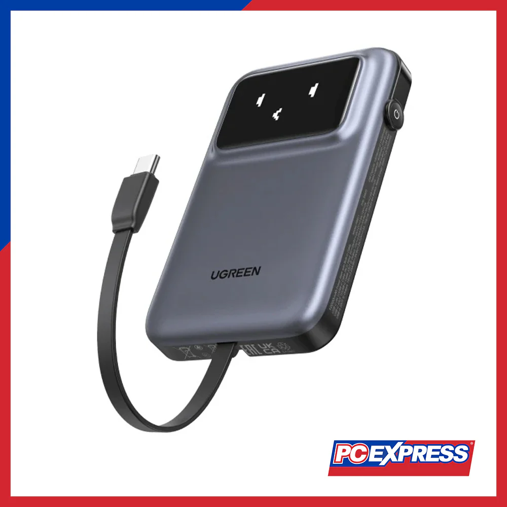 UGREEN PB511/35603B UNO 10000MAH Quick Charging 30W Power Bank With Build-in USB-C Cable - Grey, Purple - Image 2