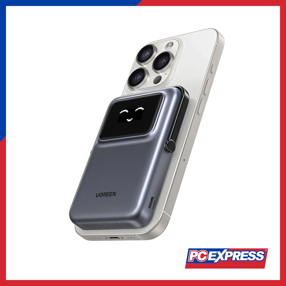 UGREEN PB764/45329 UNO 10,000MAH Mini Magnetic Wireless 20W Power Bank with Built-In Stand - Gray - Image 2
