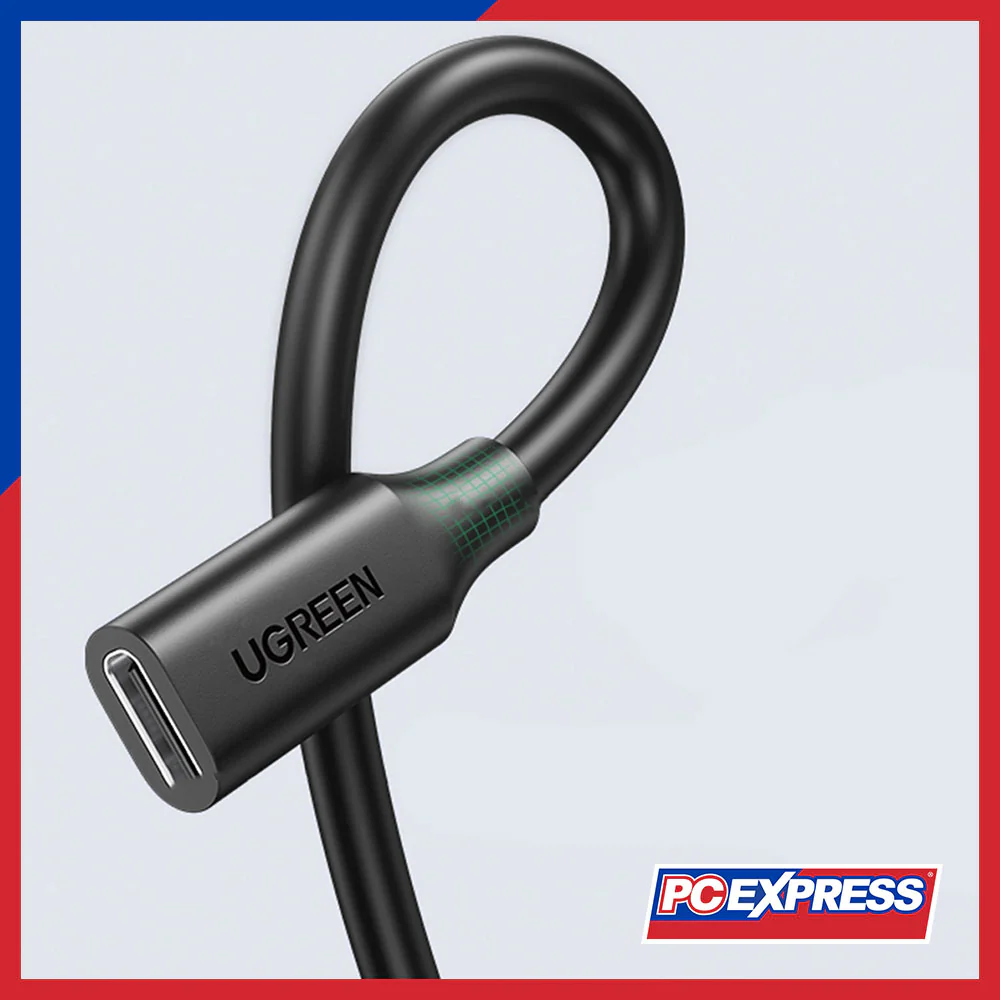 UGREEN (US353/10387) USB-C Male to USB-C Female 1m - Black - Image 2