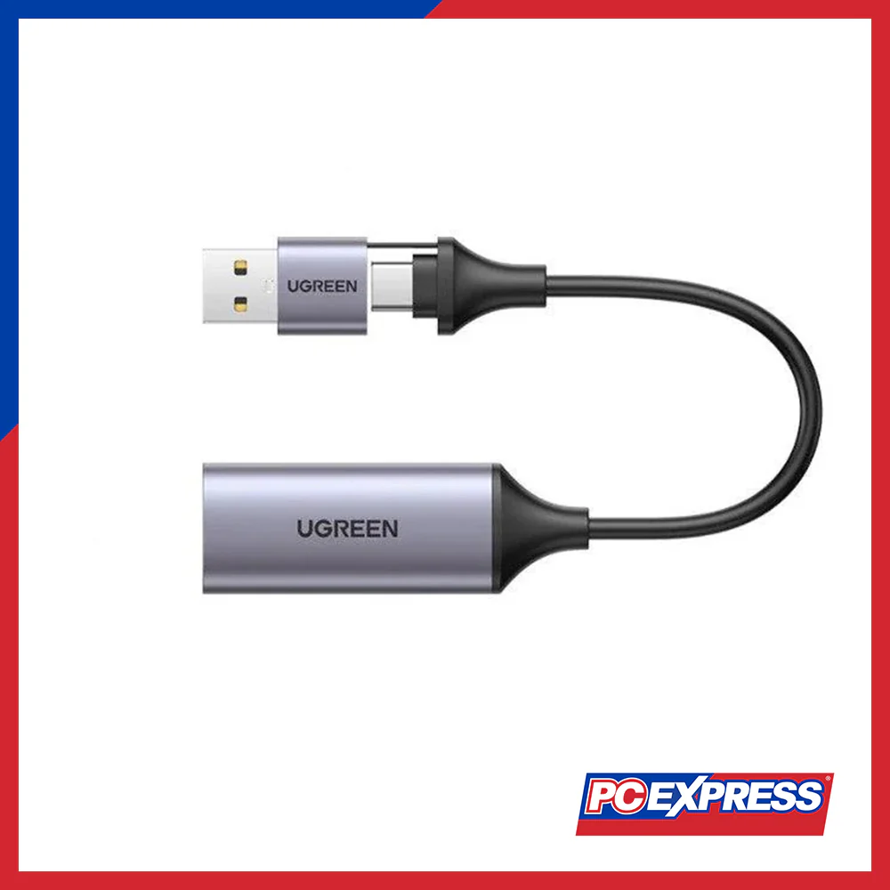 UGREEN USB 1080P Video Capture Device (USB-A & USB-C To HDMI Female) (CM489/40189) - Gray