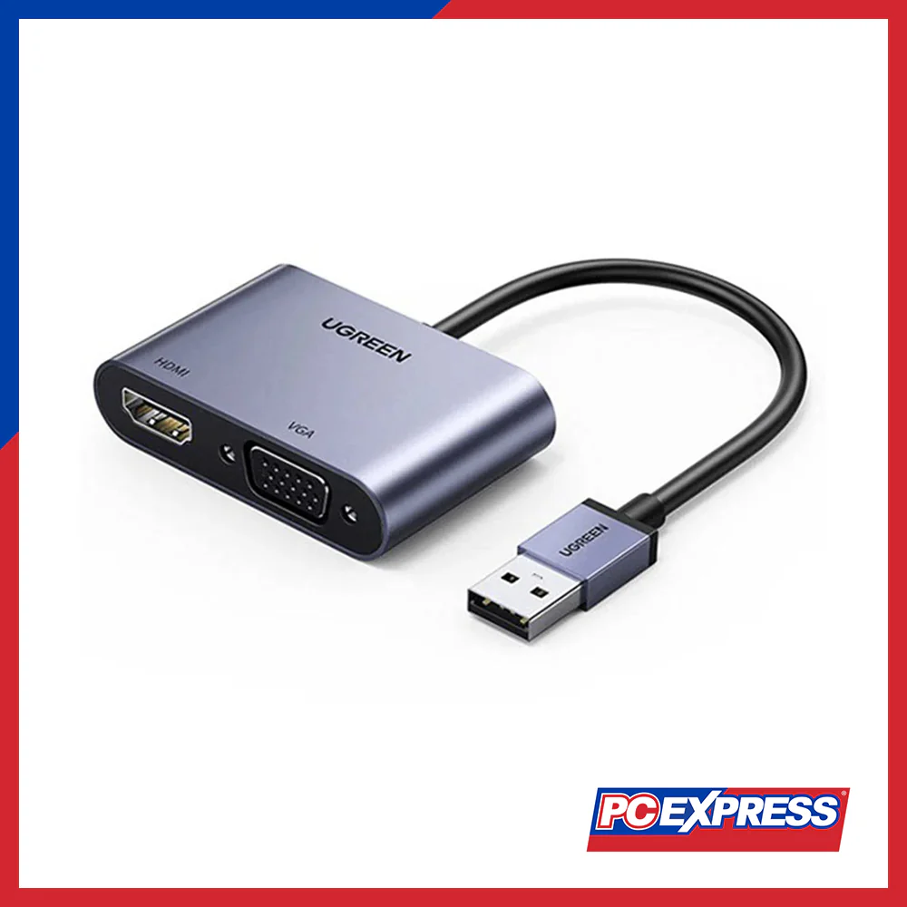 UGREEN USB 3.0 To HDMI+VGA Converter (CM449/20518) - Gray