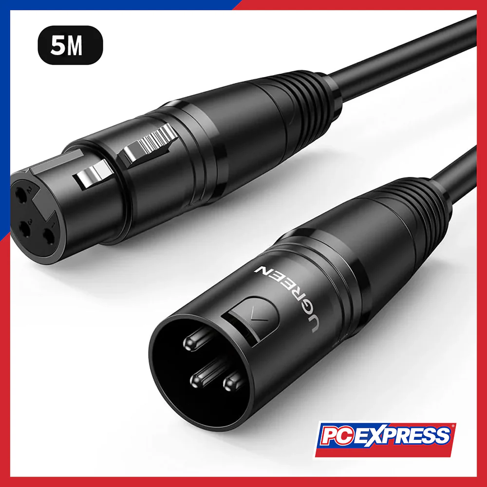 UGREEN XLR Male To Female Extension Audio Cable 5M (AV130/20712) - Black