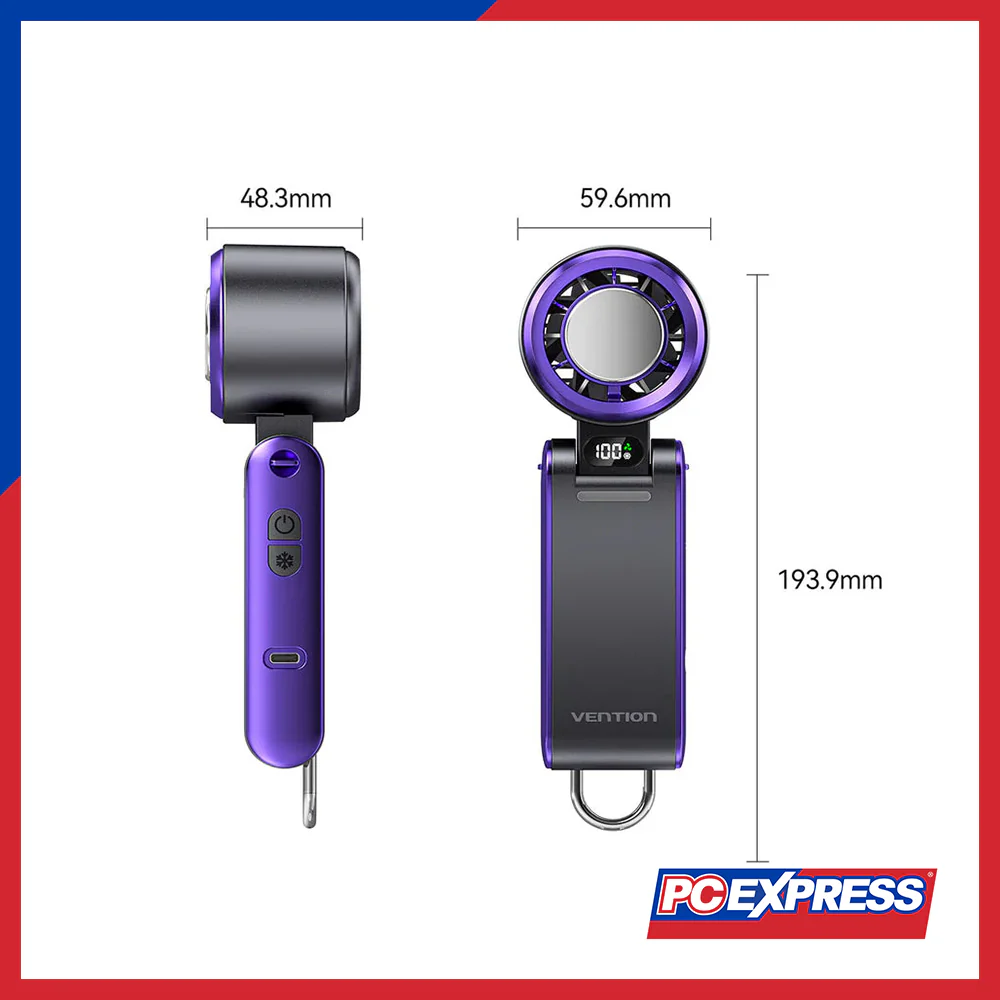 VENTION Adjustable Handheld High-Speed Fan Electroplated LED Digital Display (PBDV0) - Purple - Image 3